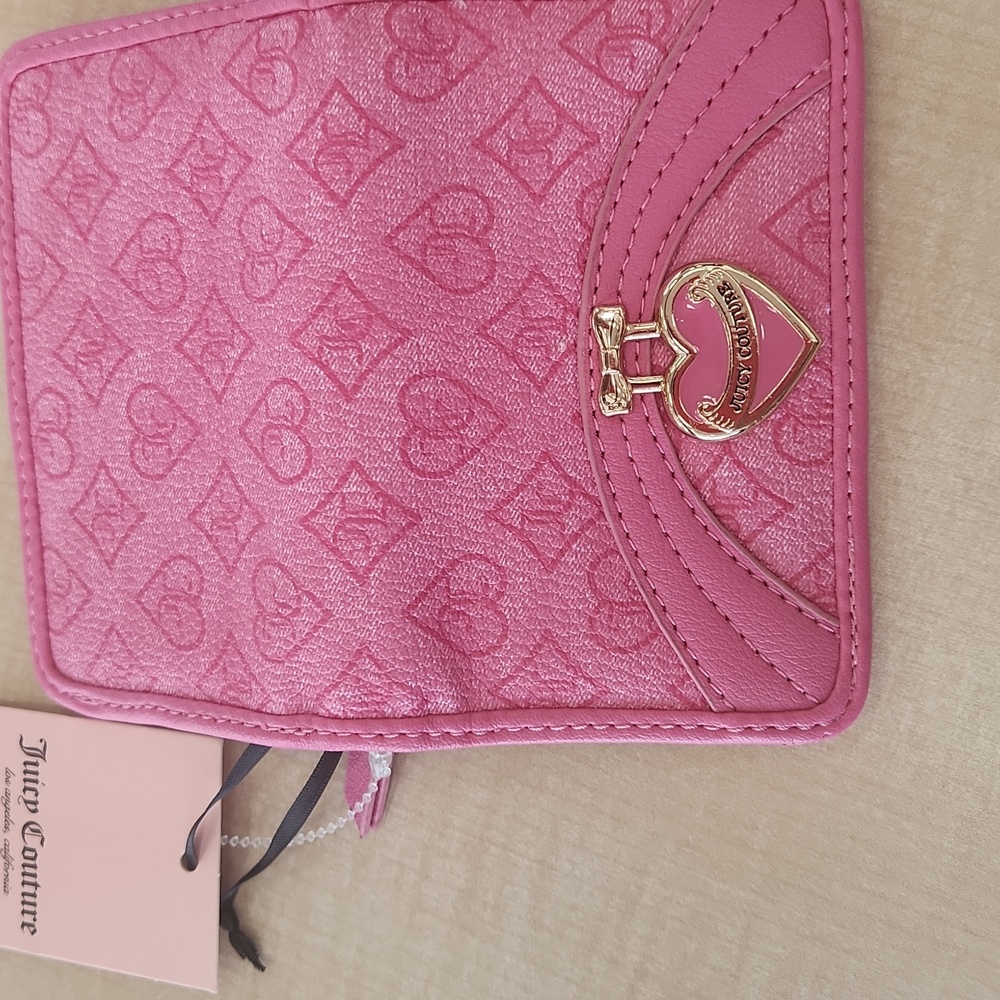 Juicy Couture Pink Heart Charm Wallet Small Cards And Money Organazer Logo Case - Picture 10 of 13